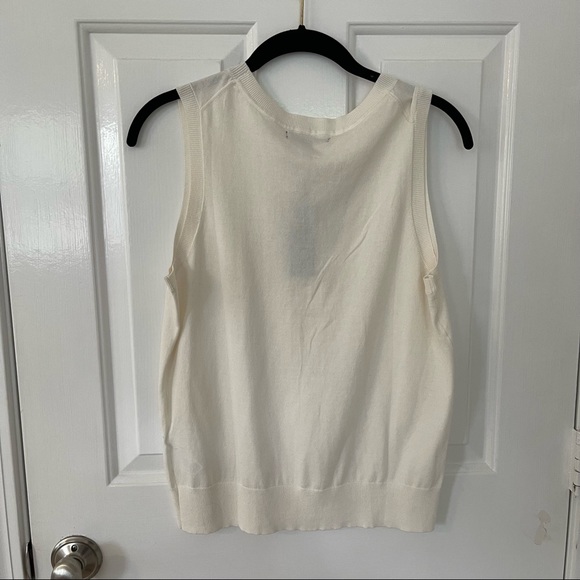 NWT Banana Republic cream cotton sleeveless top - Picture 4 of 16